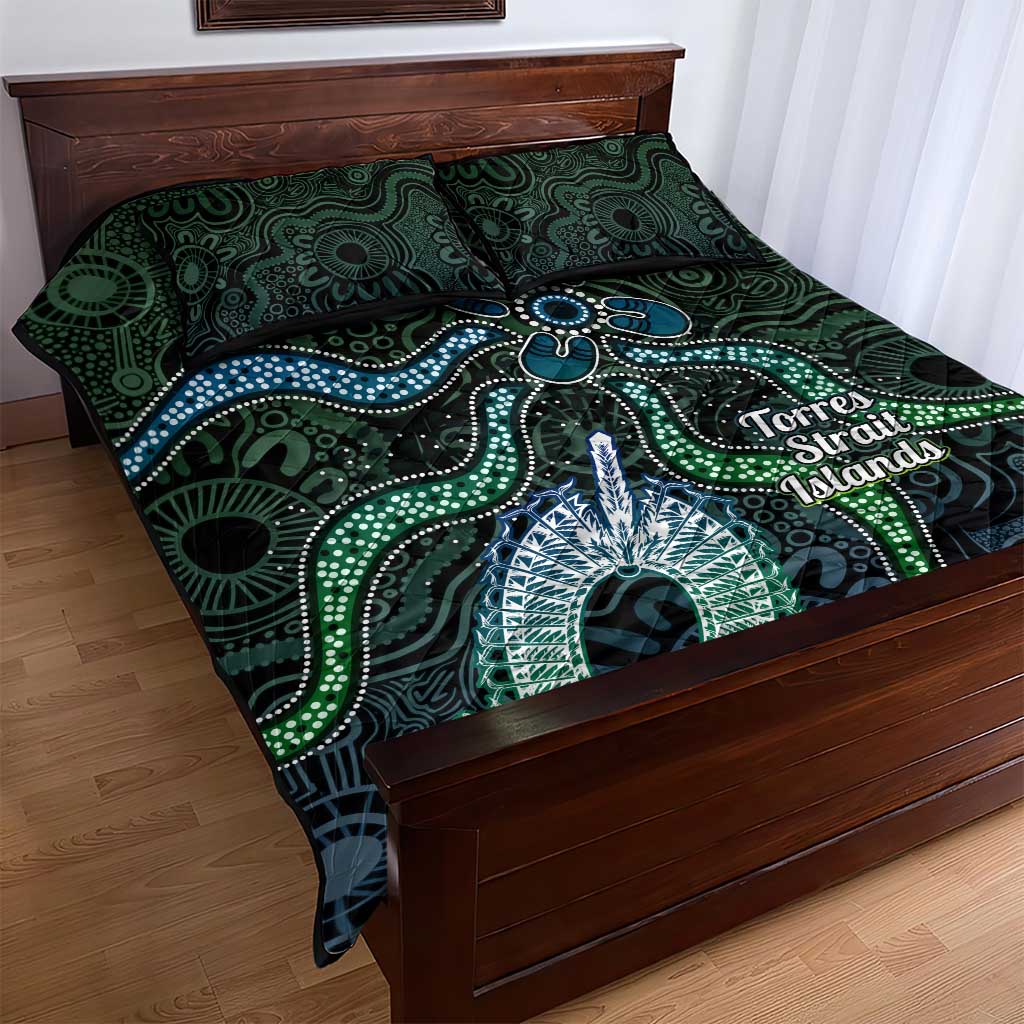 Torres Strait Islands Quilt Bed Set Indigenous Australian Marine Tribal Dot Art