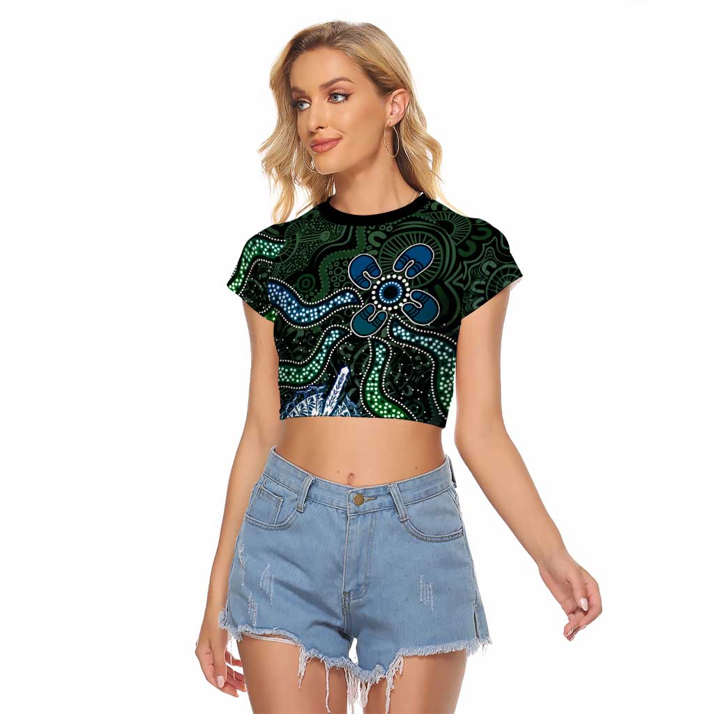 Torres Strait Islands Raglan Cropped T Shirt Indigenous Australian Marine Tribal Dot Art