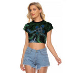 Torres Strait Islands Raglan Cropped T Shirt Indigenous Australian Marine Tribal Dot Art