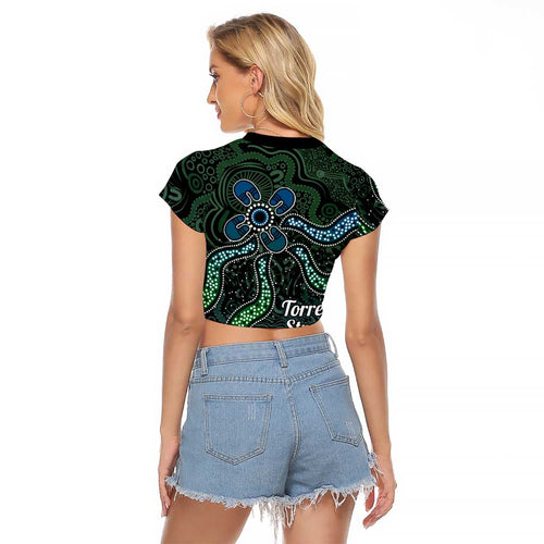 Torres Strait Islands Raglan Cropped T Shirt Indigenous Australian Marine Tribal Dot Art