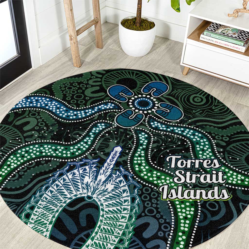 Torres Strait Islands Round Carpet Indigenous Australian Marine Tribal Dot Art