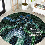 Torres Strait Islands Round Carpet Indigenous Australian Marine Tribal Dot Art