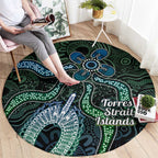 Torres Strait Islands Round Carpet Indigenous Australian Marine Tribal Dot Art