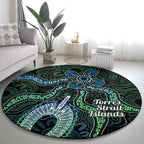 Torres Strait Islands Round Carpet Indigenous Australian Marine Tribal Dot Art