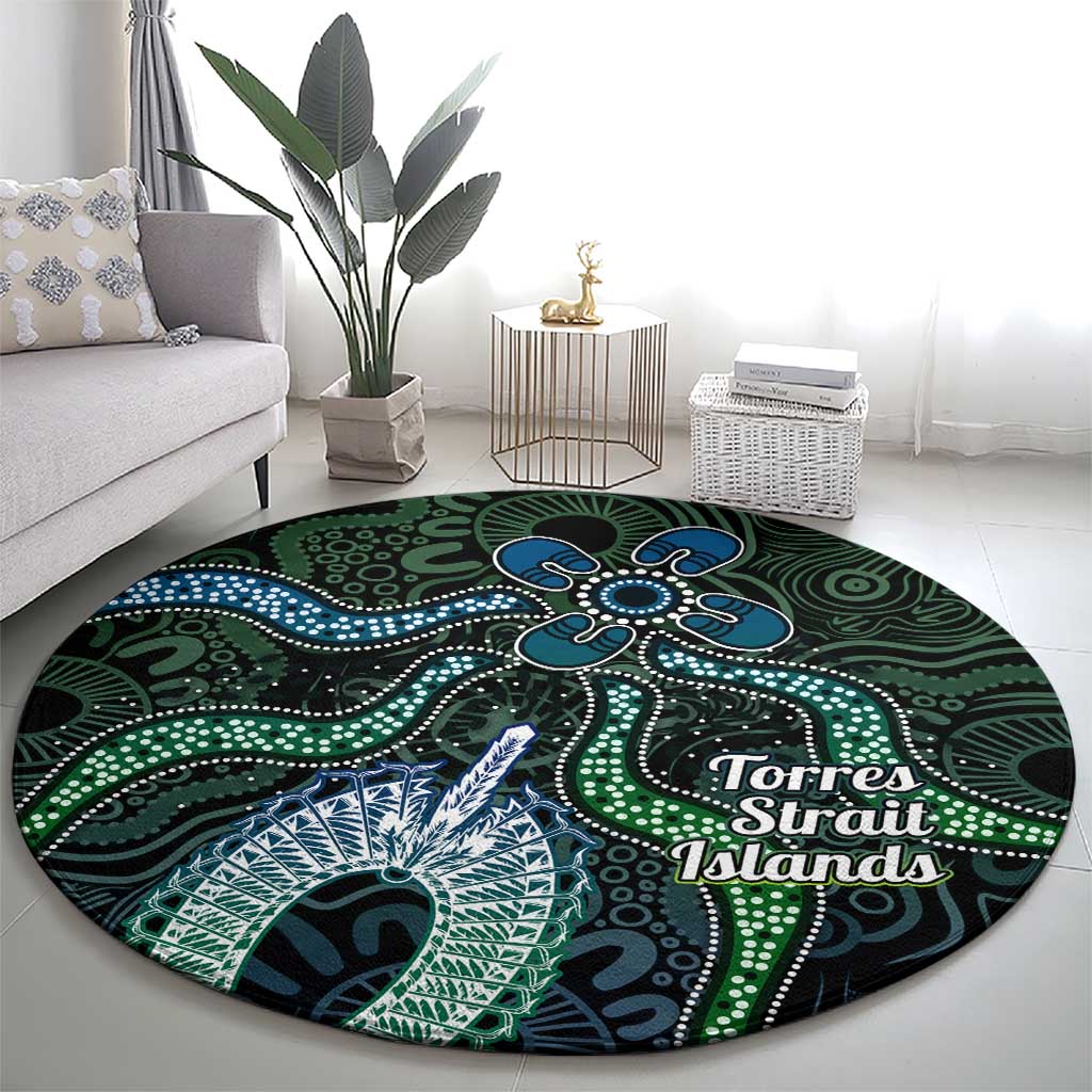 Torres Strait Islands Round Carpet Indigenous Australian Marine Tribal Dot Art