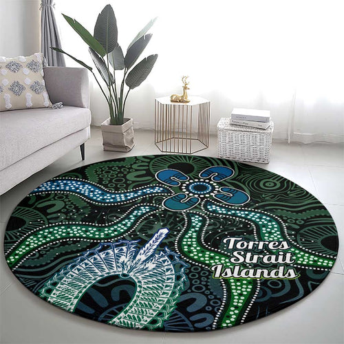 Torres Strait Islands Round Carpet Indigenous Australian Marine Tribal Dot Art