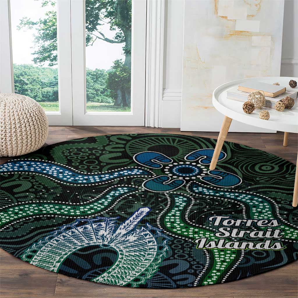 Torres Strait Islands Round Carpet Indigenous Australian Marine Tribal Dot Art