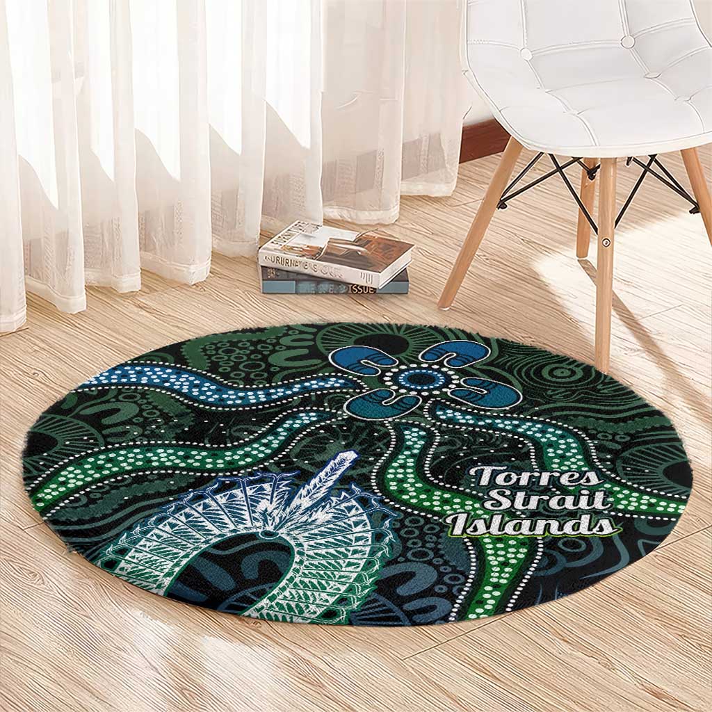Torres Strait Islands Round Carpet Indigenous Australian Marine Tribal Dot Art