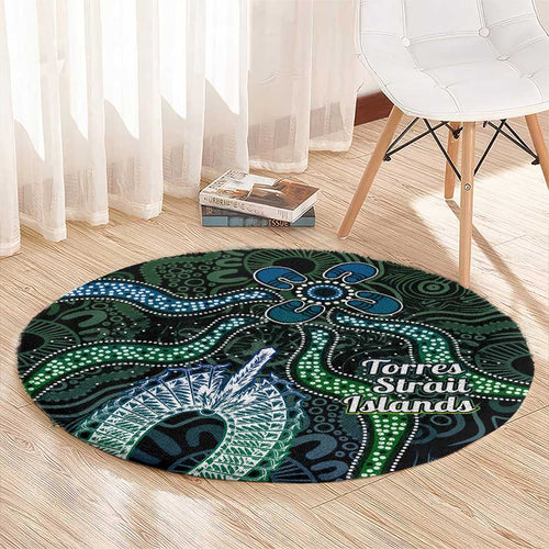 Torres Strait Islands Round Carpet Indigenous Australian Marine Tribal Dot Art