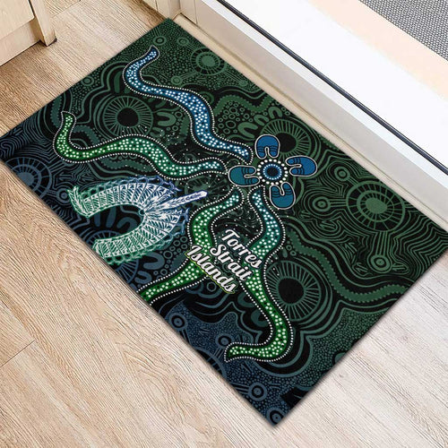 Torres Strait Islands Rubber Doormat Indigenous Australian Marine Tribal Dot Art