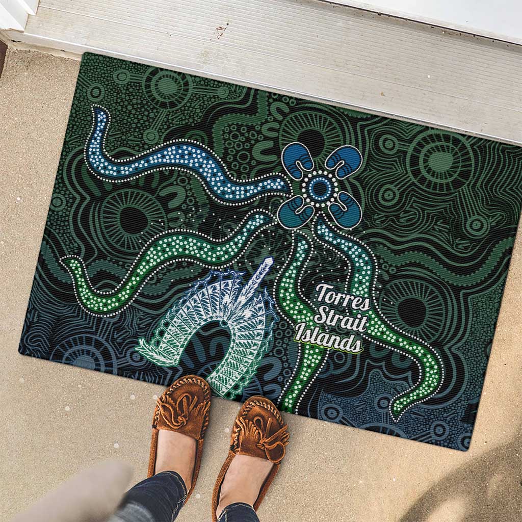 Torres Strait Islands Rubber Doormat Indigenous Australian Marine Tribal Dot Art