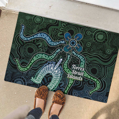 Torres Strait Islands Rubber Doormat Indigenous Australian Marine Tribal Dot Art
