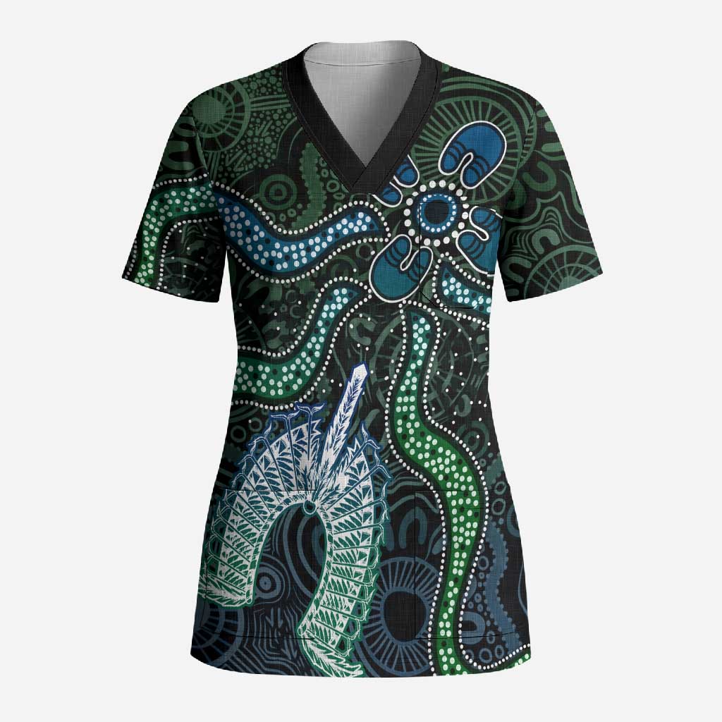 Torres Strait Islands Scrub Top Indigenous Australian Marine Tribal Dot Art