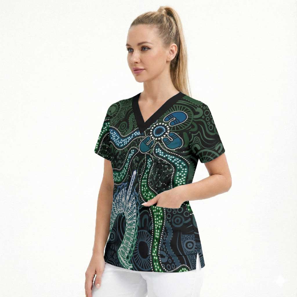 Torres Strait Islands Scrub Top Indigenous Australian Marine Tribal Dot Art