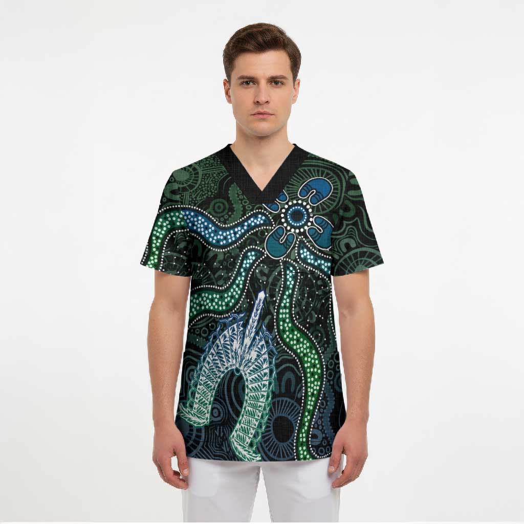 Torres Strait Islands Scrub Top Indigenous Australian Marine Tribal Dot Art