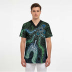 Torres Strait Islands Scrub Top Indigenous Australian Marine Tribal Dot Art
