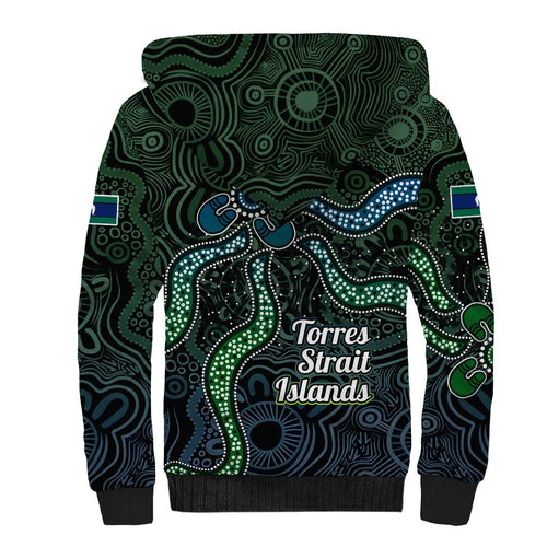 Torres Strait Islands Sherpa Hoodie Indigenous Australian Marine Tribal Dot Art