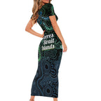 Torres Strait Islands Short Sleeve Bodycon Dress Indigenous Australian Marine Tribal Dot Art