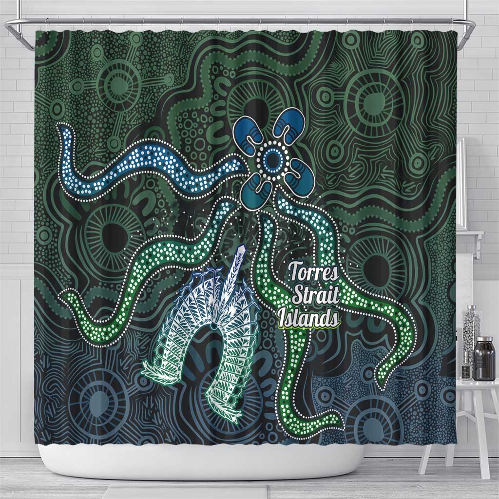Torres Strait Islands Shower Curtain Indigenous Australian Marine Tribal Dot Art