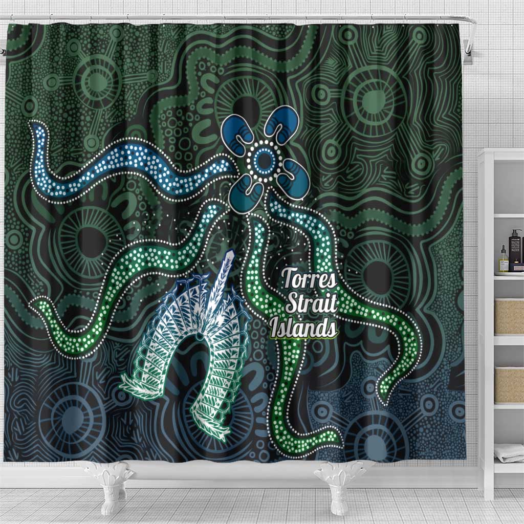 Torres Strait Islands Shower Curtain Indigenous Australian Marine Tribal Dot Art