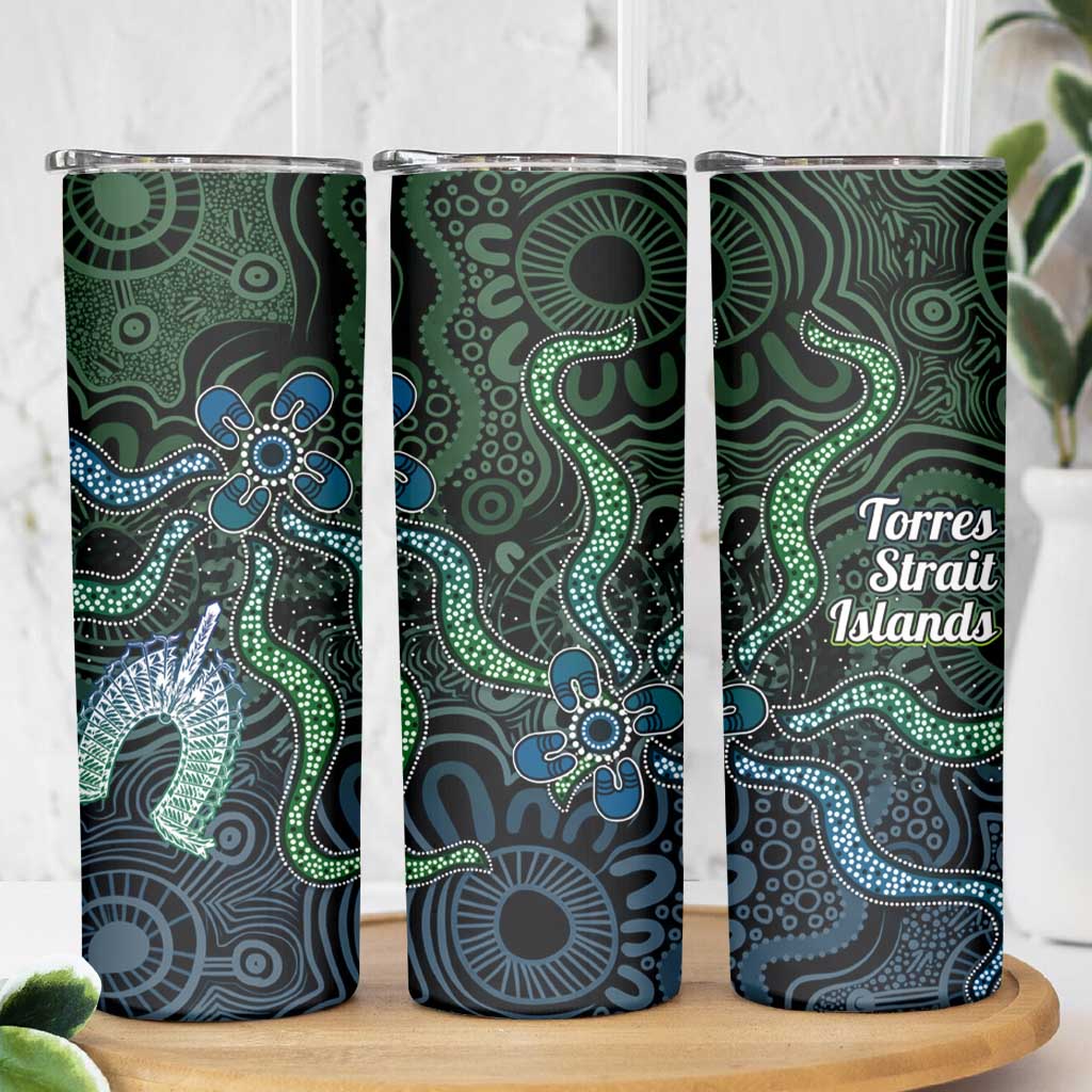 Torres Strait Islands Skinny Tumbler Indigenous Australian Marine Tribal Dot Art