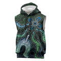 Torres Strait Islands Sleeveless Hoodie Indigenous Australian Marine Tribal Dot Art