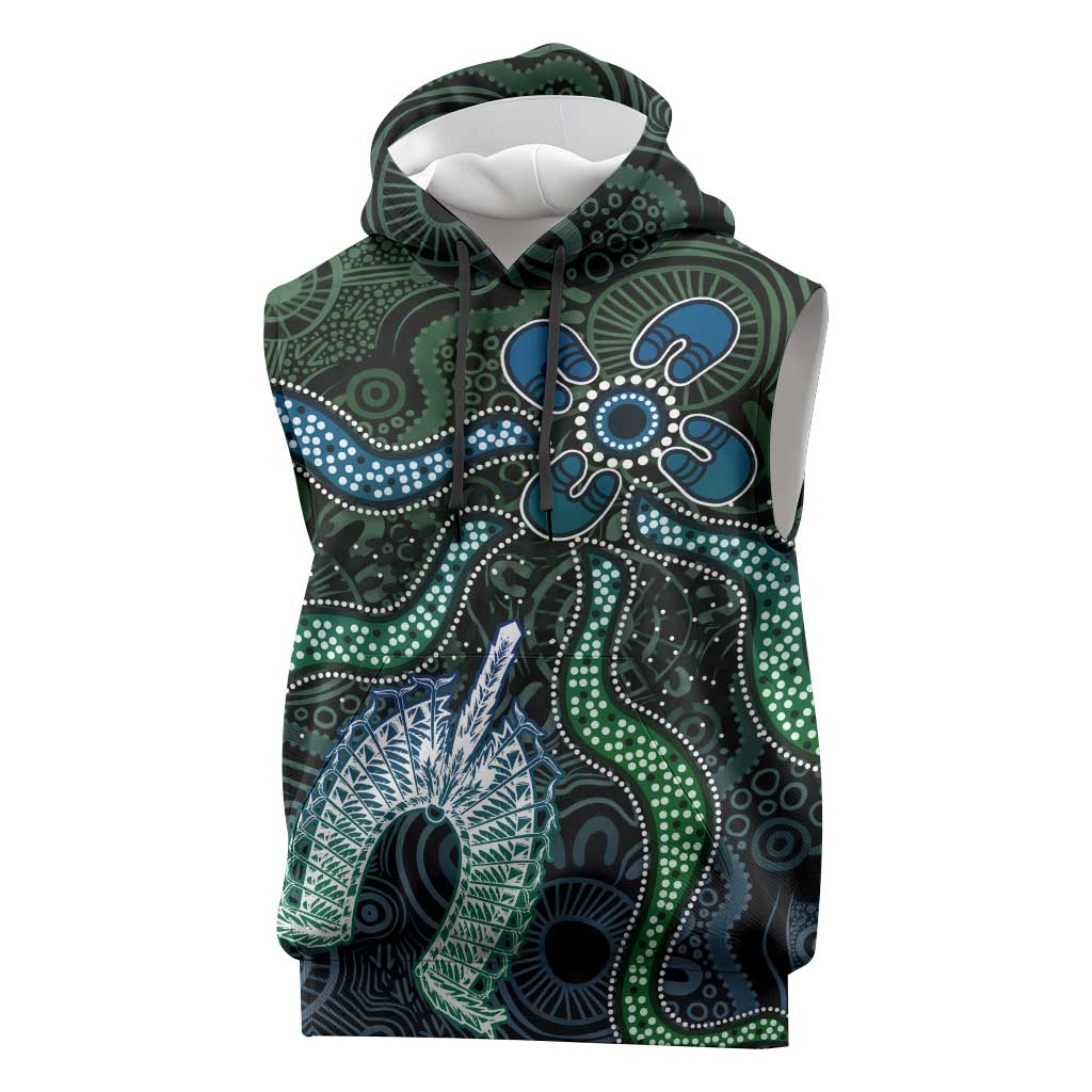 Torres Strait Islands Sleeveless Hoodie Indigenous Australian Marine Tribal Dot Art