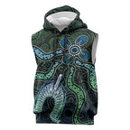 Torres Strait Islands Sleeveless Hoodie Indigenous Australian Marine Tribal Dot Art