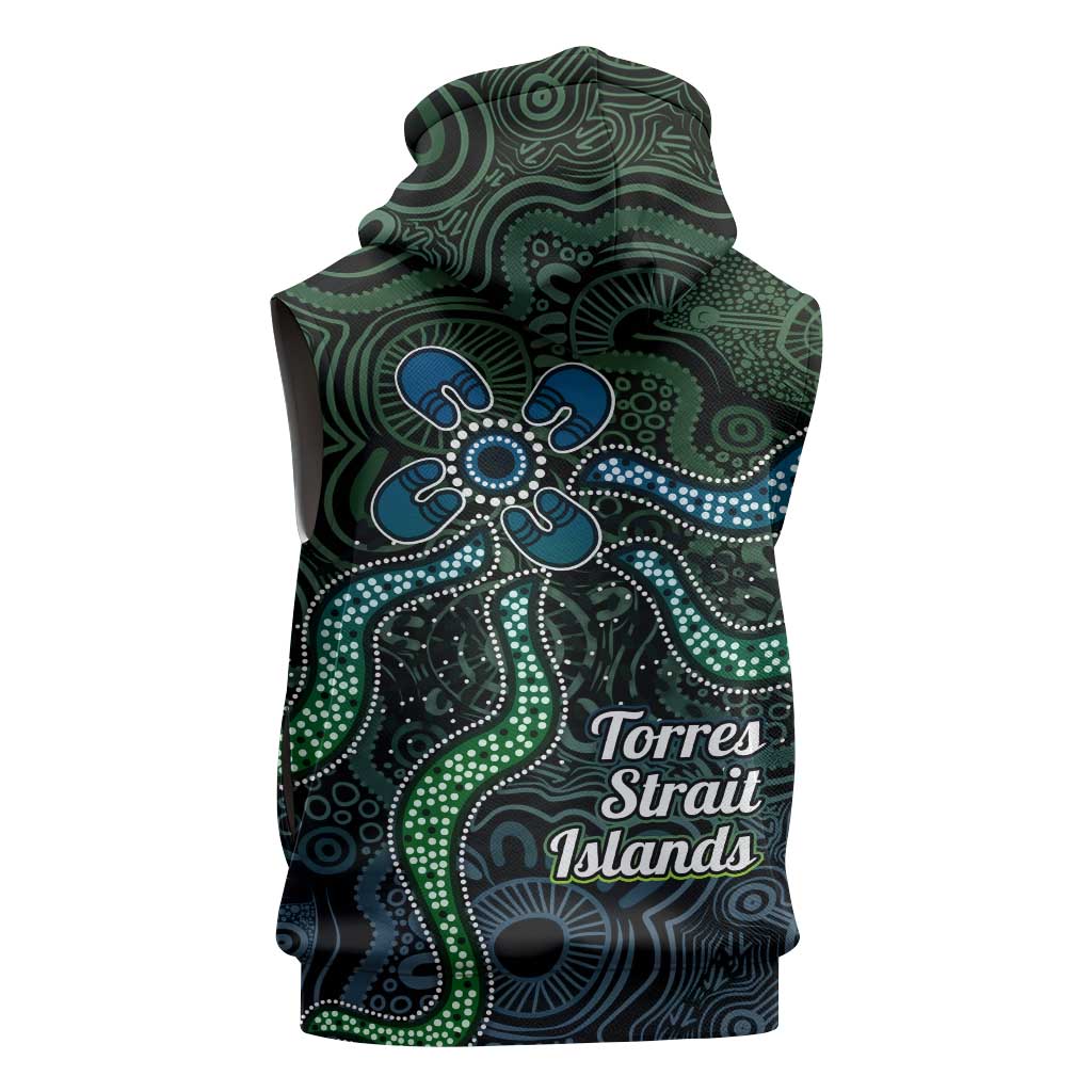 Torres Strait Islands Sleeveless Hoodie Indigenous Australian Marine Tribal Dot Art