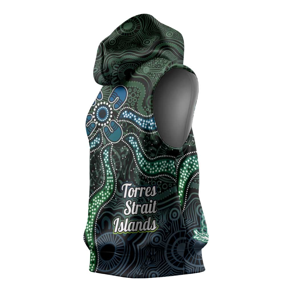 Torres Strait Islands Sleeveless Hoodie Indigenous Australian Marine Tribal Dot Art