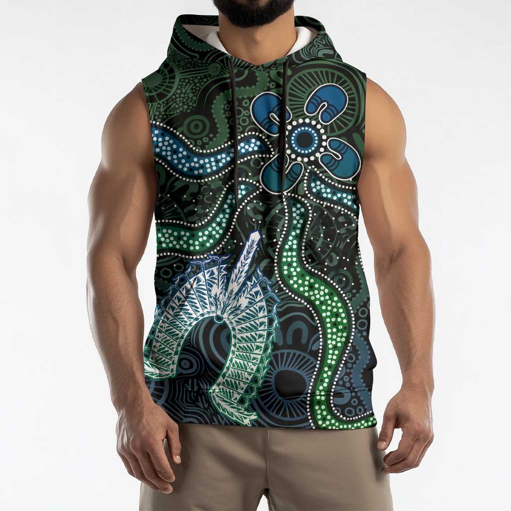 Torres Strait Islands Sleeveless Hoodie Indigenous Australian Marine Tribal Dot Art