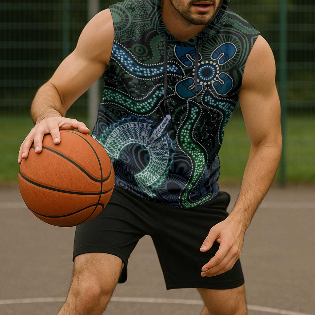 Torres Strait Islands Sleeveless Hoodie Indigenous Australian Marine Tribal Dot Art