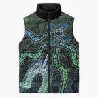 Torres Strait Islands Sleeveless Puffer Jacket Indigenous Australian Marine Tribal Dot Art