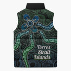 Torres Strait Islands Sleeveless Puffer Jacket Indigenous Australian Marine Tribal Dot Art