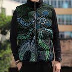 Torres Strait Islands Sleeveless Puffer Jacket Indigenous Australian Marine Tribal Dot Art