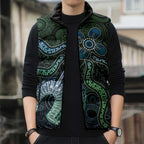 Torres Strait Islands Sleeveless Puffer Jacket Indigenous Australian Marine Tribal Dot Art