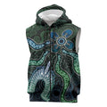 Torres Strait Islands Sleeveless Zip Hoodie Indigenous Australian Marine Tribal Dot Art