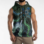 Torres Strait Islands Sleeveless Zip Hoodie Indigenous Australian Marine Tribal Dot Art