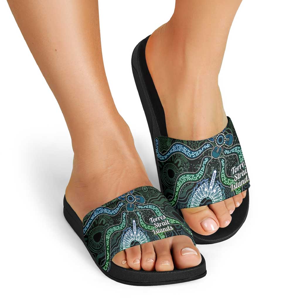 Torres Strait Islands Slide Sandals Indigenous Australian Marine Tribal Dot Art