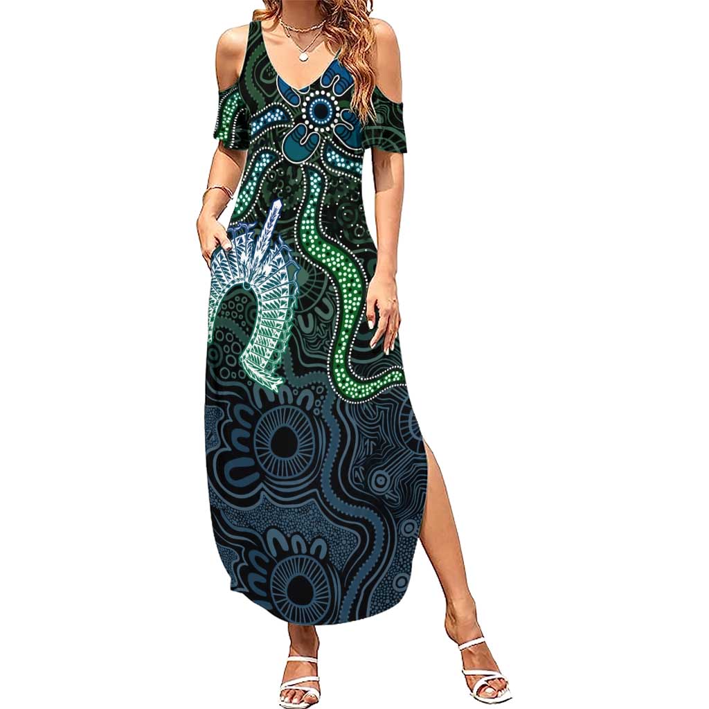 Torres Strait Islands Summer Maxi Dress Indigenous Australian Marine Tribal Dot Art