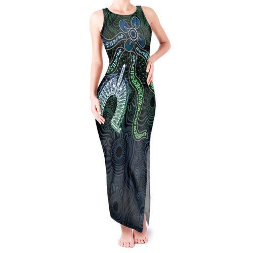 Torres Strait Islands Tank Maxi Dress Indigenous Australian Marine Tribal Dot Art