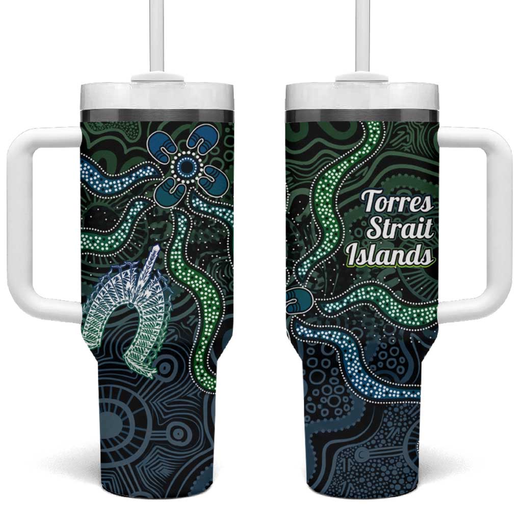 Torres Strait Islands Tumbler With Handle Indigenous Australian Marine Tribal Dot Art