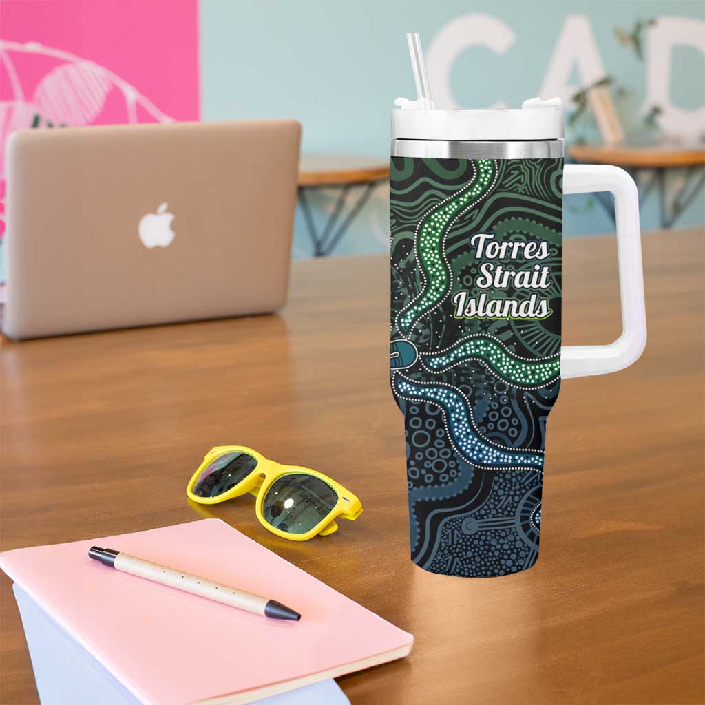 Torres Strait Islands Tumbler With Handle Indigenous Australian Marine Tribal Dot Art