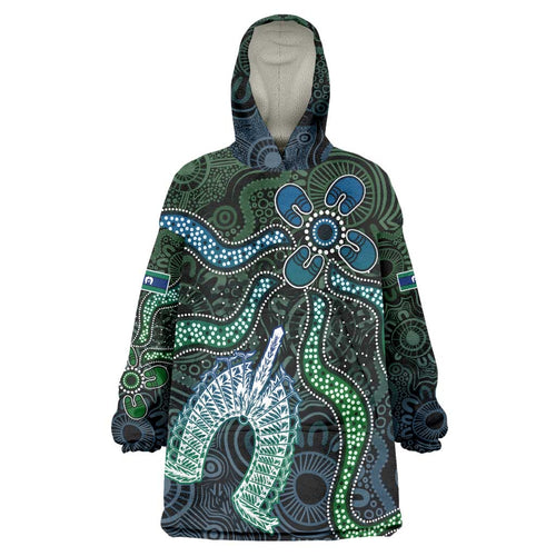 Torres Strait Islands Wearable Blanket Hoodie Indigenous Australian Marine Tribal Dot Art