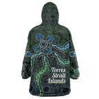Torres Strait Islands Wearable Blanket Hoodie Indigenous Australian Marine Tribal Dot Art