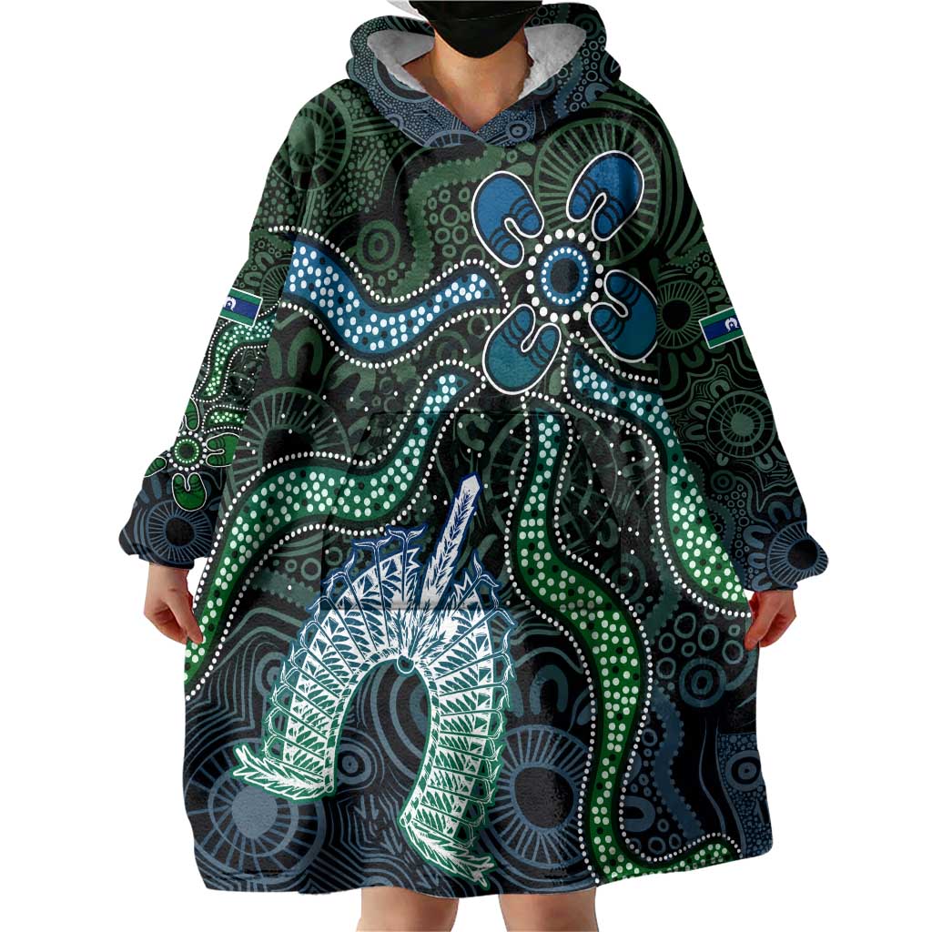 Torres Strait Islands Wearable Blanket Hoodie Indigenous Australian Marine Tribal Dot Art