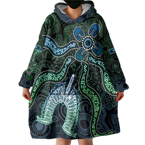 Torres Strait Islands Wearable Blanket Hoodie Indigenous Australian Marine Tribal Dot Art