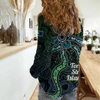 Torres Strait Islands Women Casual Shirt Indigenous Australian Marine Tribal Dot Art