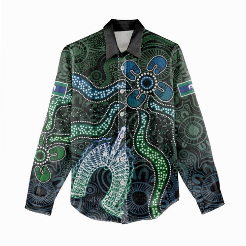 Torres Strait Islands Women Casual Shirt Indigenous Australian Marine Tribal Dot Art