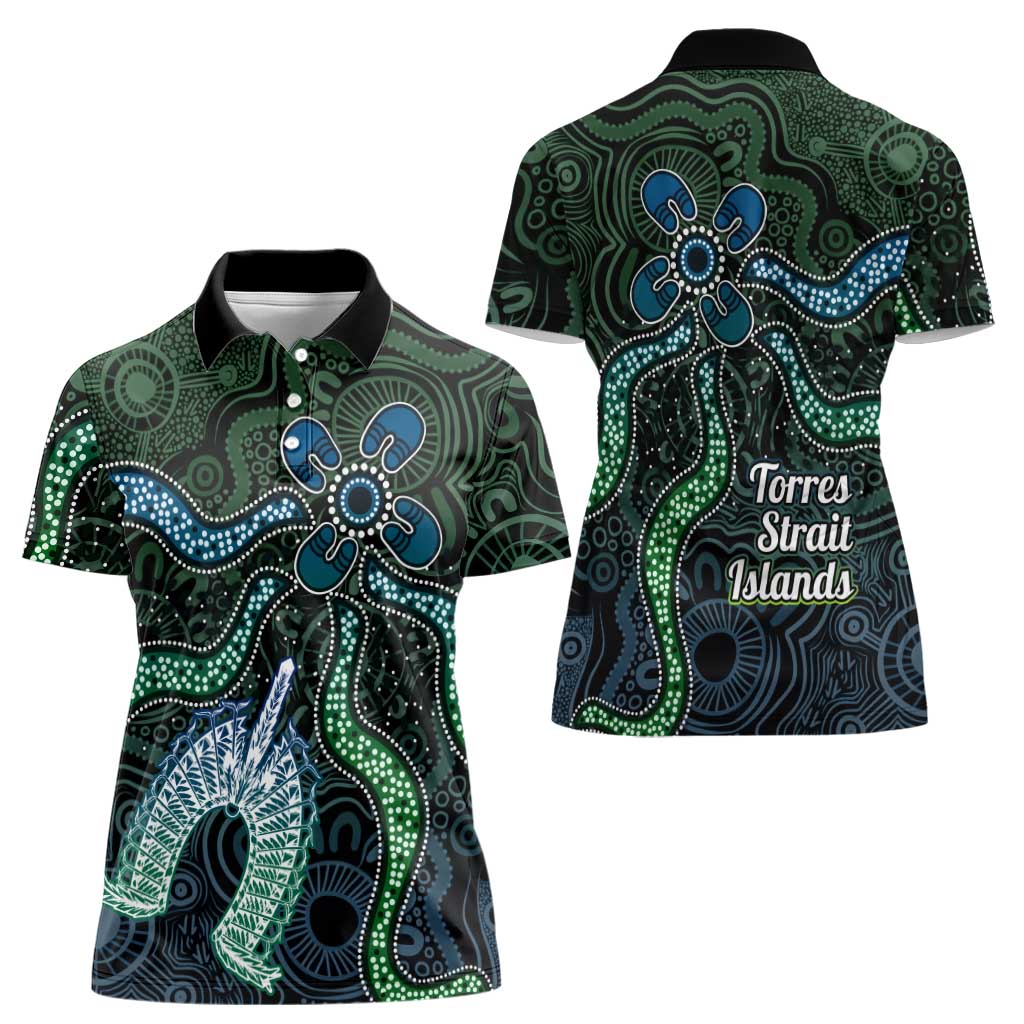 Torres Strait Islands Women Polo Shirt Indigenous Australian Marine Tribal Dot Art